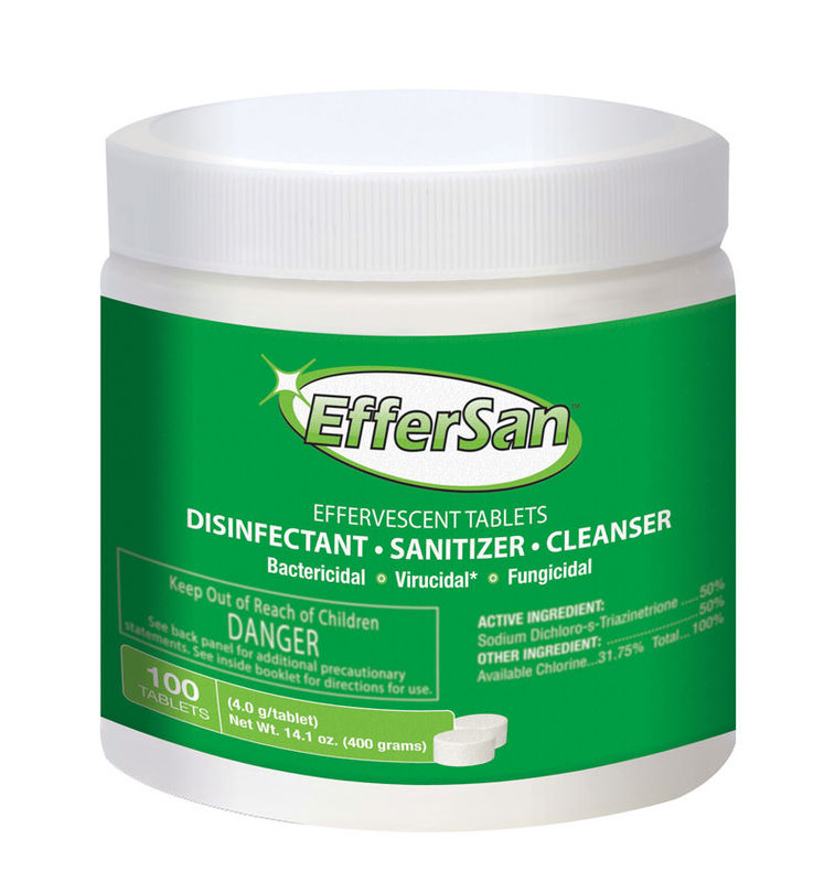 EFFERSAN-24 EFFERSAN HIGHLY EFFECTIVE MULTI-PURPOSE SANITIZER. 24 TABLETS, DISOLVES EASILY IN WATER. FOR USE WITH TIDALWAVE TREATMENT SYSTEMS