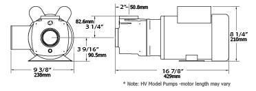 THR-HV-1P60 2 HP THRESHER VORTEX SEWAGE PUMP, 115/230 1Ø 60HZ